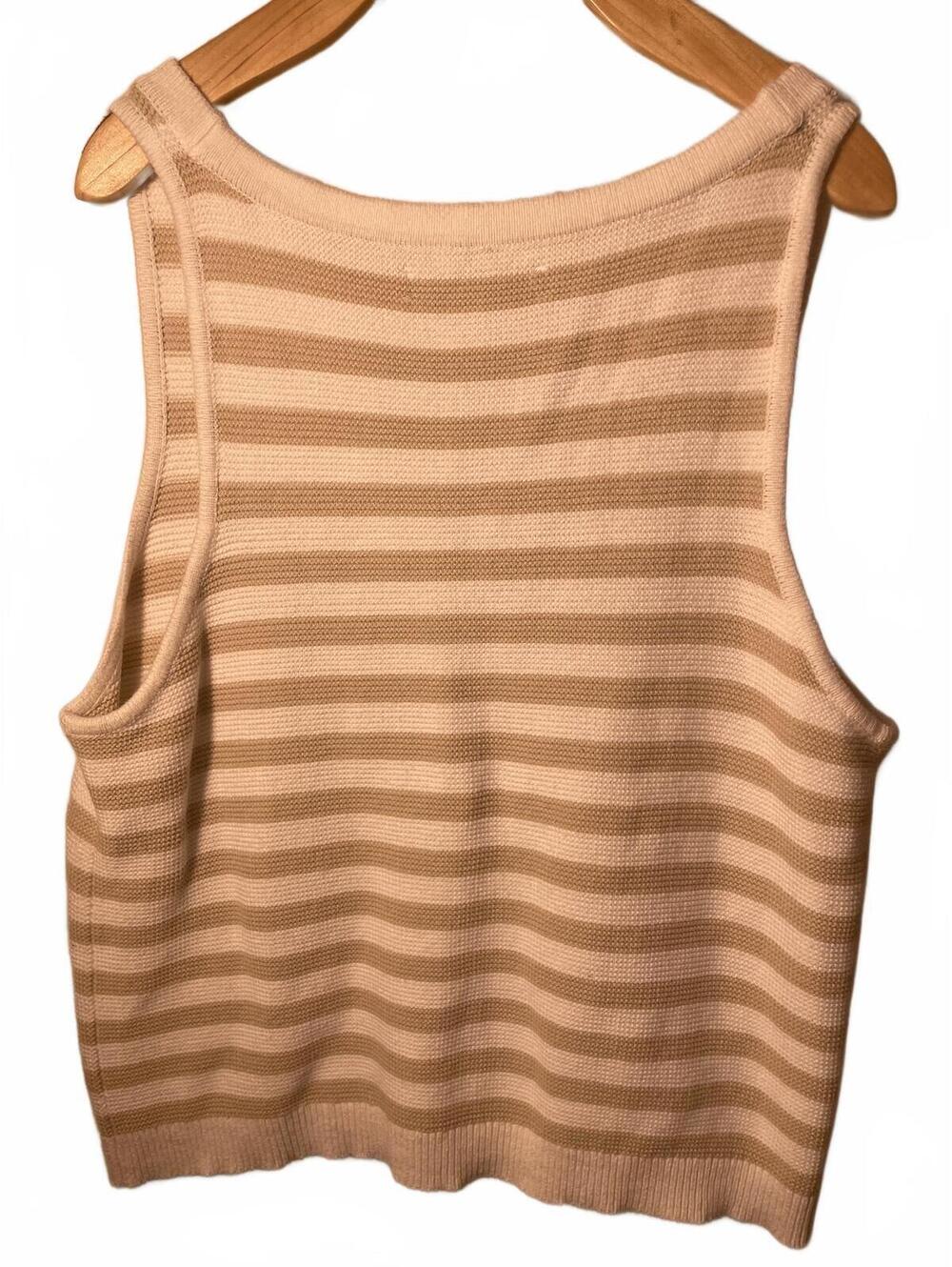 LOFT Striped Button Detail Knit Tank Top Vest Women's Size XL Everyday Casual - Picture 3 of 5